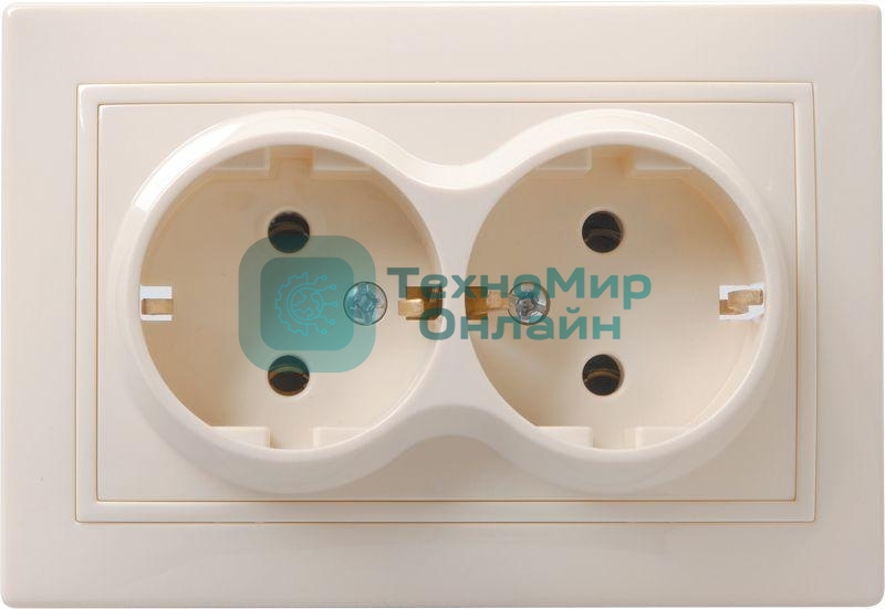 Розетка 2-м СП Кварта 16А РС12-3-ККм с заземл. IP20 крем. ИЭК ERK24-K33-16-DM
