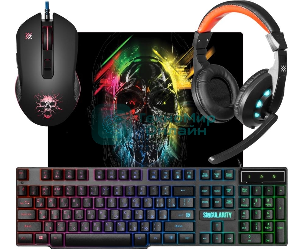 Комплект клавиатура+мышь Defender Singularity MKP-118 проводной, USB, 3200 DPI, чёрный