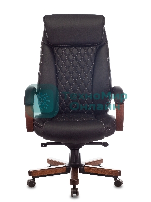 Кресло Бюрократ T-9924WALNUT черный, кожа, подголовник
