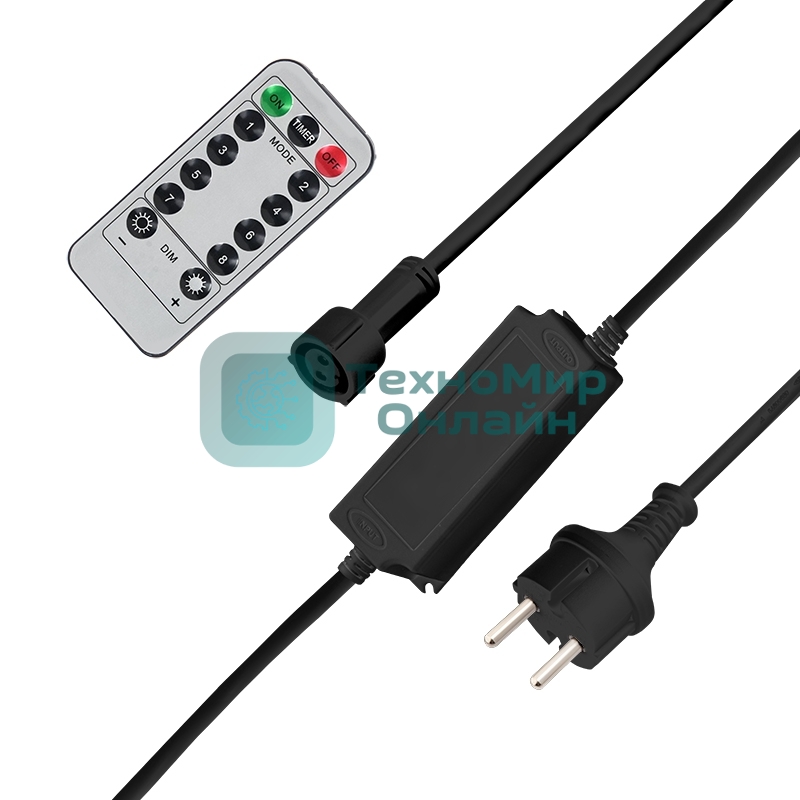 Контроллер с радиопультом для уличных гирлянд Neon-night Сеть и Твинкл, черный