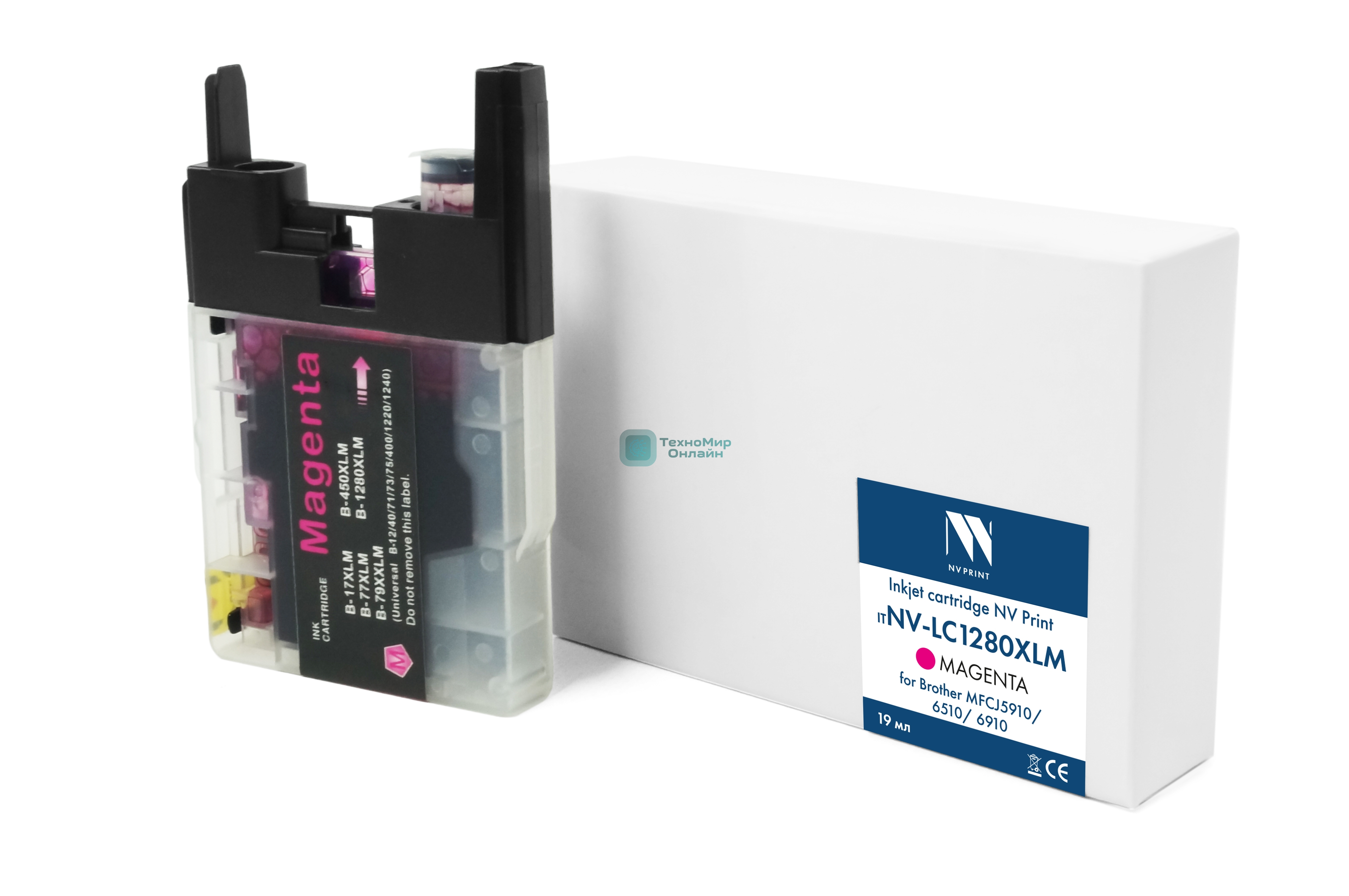 Картридж струйный NVPrint LC-1280XLM (NV-LC1280XLM) Magenta для Brother MFCJ5910/6510/6910 (19 мл) совместимый