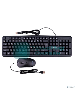 Комплект клавиатура + мышь проводной Гарнизон GKS-122, 104кл+3кн, 1000 DPI, 1.8м, черный