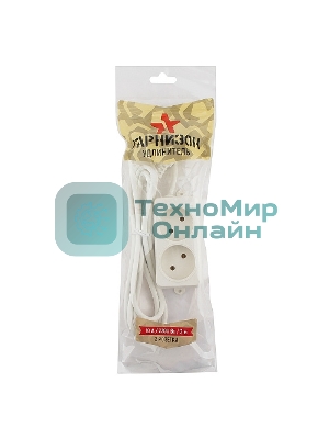 Сетевой фильтр Гарнизон EL-NL2-W-2, 2 розетки, допустимый ток 10А, длина 2 м.