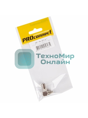 Переходник антенный PROconnect (гнездо F - штекер TV), угловой (1 шт.) (пакет)