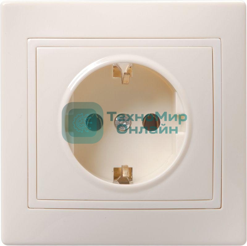 Розетка 1-м СП Кварта 16А РС10-3-ККм с заземл. IP20 крем. IEK ERK14-K33-16-DM