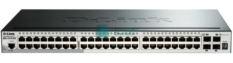 Коммутатор D-Link DGS-1510-52X/A2A Настраиваемый стекируемый коммутатор SmartPro уровня 2+ с 48 портами 10/100/1000Base-T и 4 портами 10Gbase-X SFP+