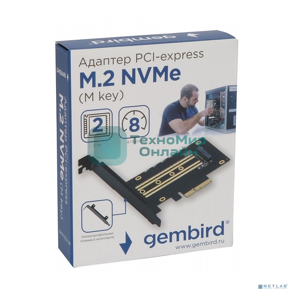 Адаптер Gembird для установки SSD M.2 (NVMe) в разъем PCI-e MF-PCIE-NVME
