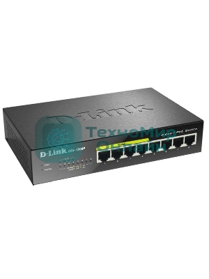 Коммутатор Unmanaged Switch with 8 10/100/1000Base-T ports (4 PoE ports 802.3af/802.3at (30 W), PoE Budget 68).8K Mac address, Auto-sensing, 802.3x Flow Control, Stand-alone, Auto MDI/MDI-X for each port, D-link Green technology, Metal case.Manual + Exter