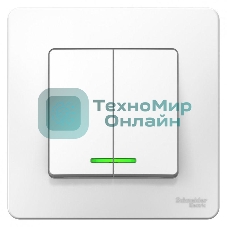 Выключатель 2-кл. СП Blanca (сх.5) 10А 250 В с подсветкой белый SchE BLNVS010511