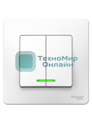 Выключатель 2-кл. СП Blanca (сх.5) 10А 250 В с подсветкой белый SchE BLNVS010511
