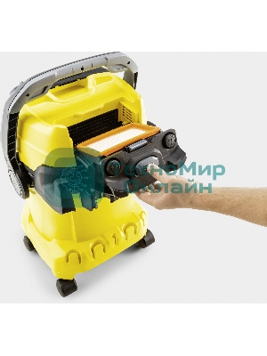 Строительный пылесос Karcher WD 5 V-25/5/22 желтый, 1100 Вт, уборка сухая/сбор воды, пылесборник мешок/контейнер, 25 л
