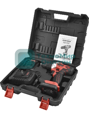 Дрель-шуруповерт Парма ДША-02А-1512/2Li, 12 В, 2 Ач, 23 Нм, бесщеточный