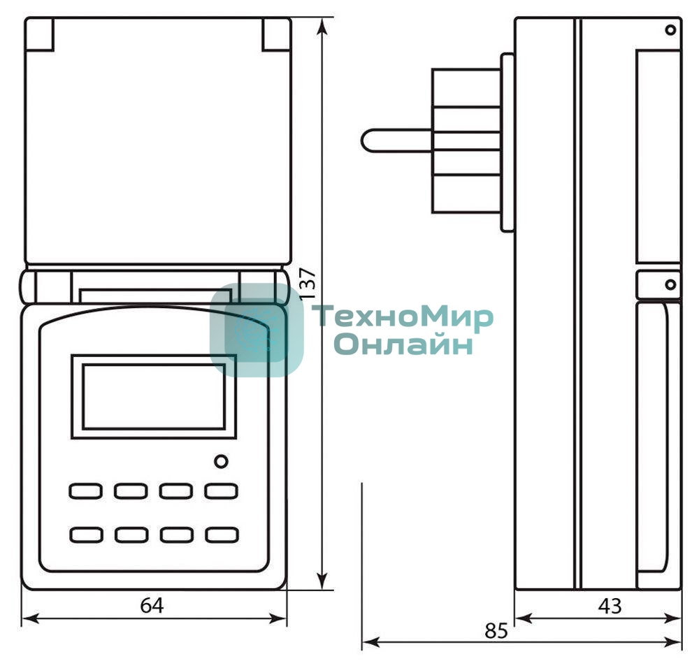 Розетка с таймером Feron (недельная) в защитном корпусе IP 44 3500W/16A 230V, 61926(TM23)