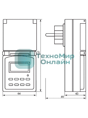 Розетка с таймером Feron (недельная) в защитном корпусе IP 44 3500W/16A 230V, 61926(TM23)