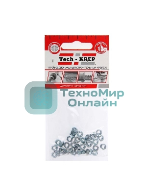 Гайка шестигранная М4 цинк. DIN 934 (уп. 50 шт) пакет Tech-Krep 103023