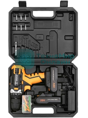 Аккумуляторная дрель DEKO DKCD20FU-Li (063-4103) 20В 1.5Ahx2 63 с набором 63 предмета в кейсе