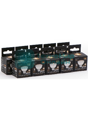 Лампа светодиодная Gauss Black 5Вт цок.: GU5.3 рефлектор 220B 3000K св. свеч. бел. теп. MR16 (упак.: 10 шт) (101505105)
