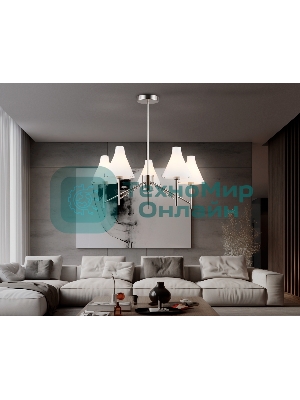 Люстра Ambrella light LH57123/5 SN/FR никель/белый матовый E14/5 max 40W D650*590