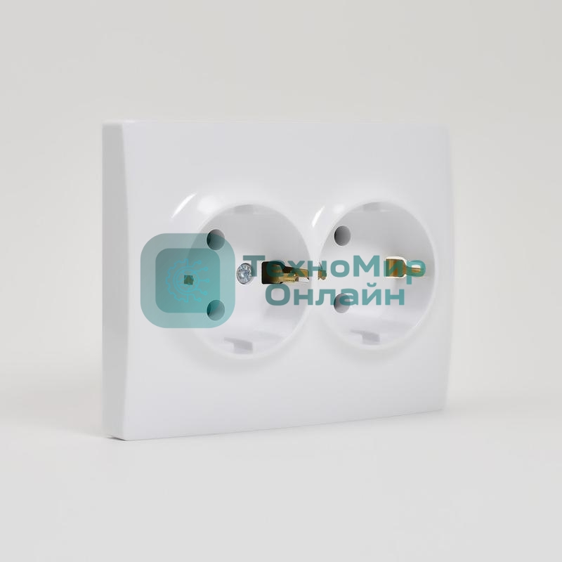 Розетка 2-м СП KARINA термопласт с заземл. белый LEZARD 707-0200-127B