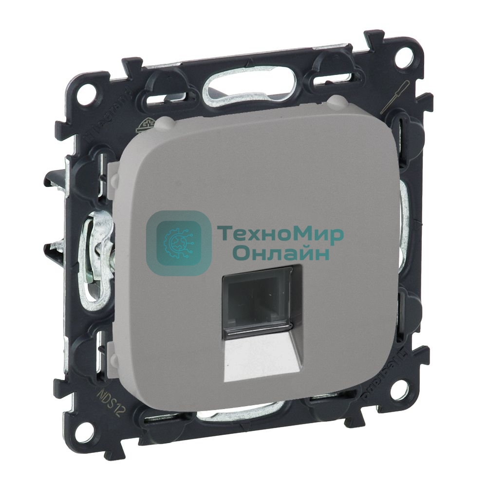 Телефонная розетка RJ11 одиночная.С лицевой панелью.Алюминий