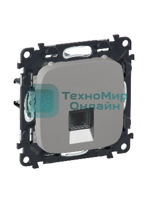 Телефонная розетка RJ11 одиночная.С лицевой панелью.Алюминий