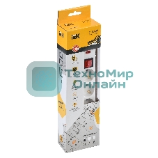 Сетевой фильтр IEK WFP10-16-05-01-N СФ-05К-выкл. 5 мест 2Р + PE/1,5 метра3х1 мм2