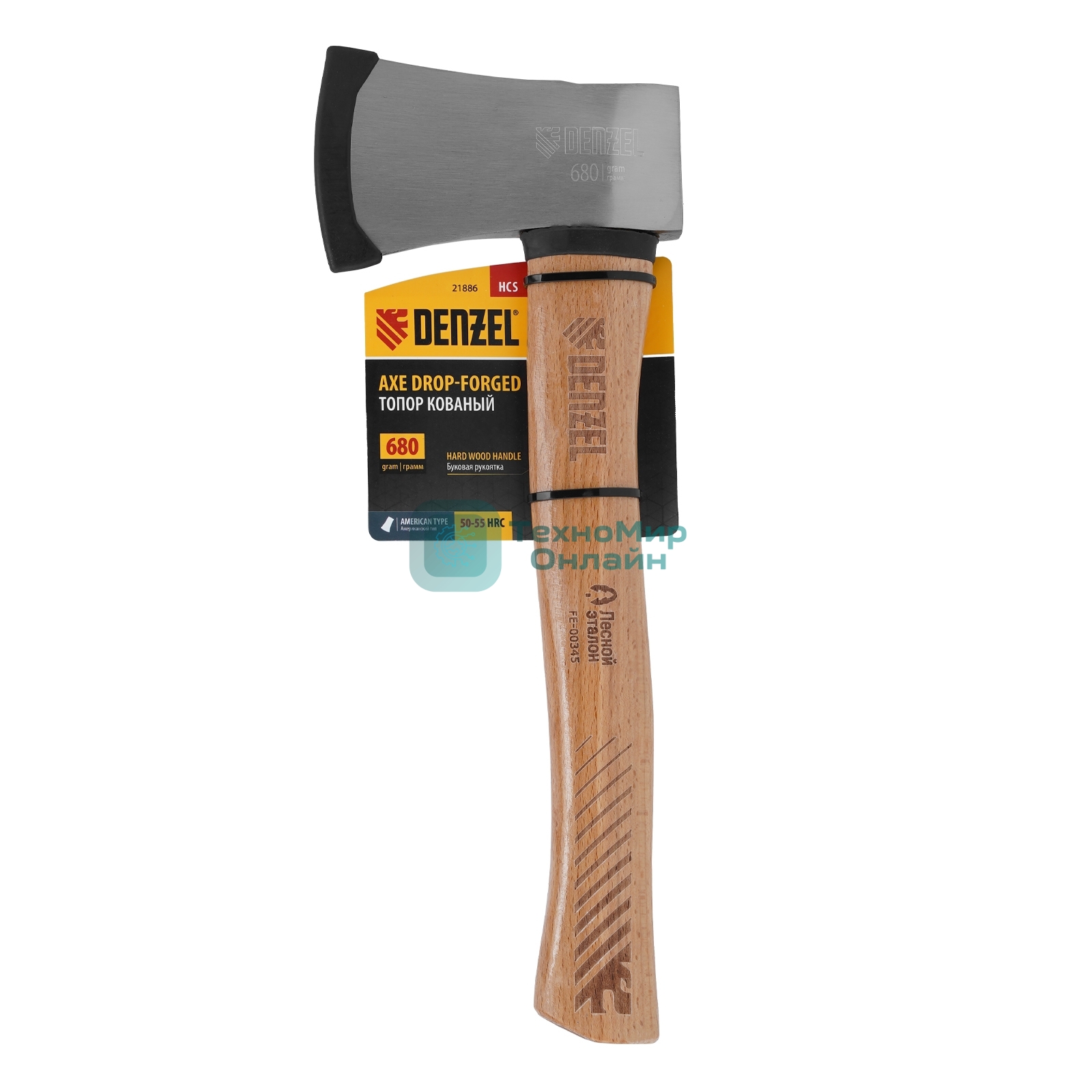 Топор кованый Denzel 680 г, американский тип, буковая рукоятка, 360 мм, EFP