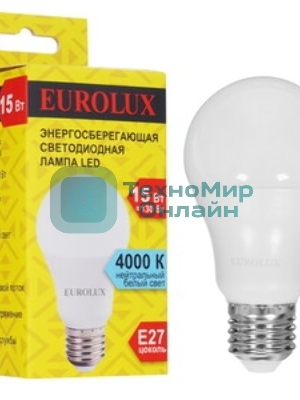 Лампа светодиодная EUROLUX LL-E-A60-15W-230-4K-E27 груша