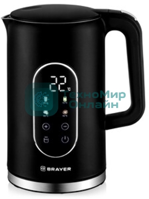 Чайник электрический BRAYER BR6107BK, черный, 1.7 л, 2200 Вт