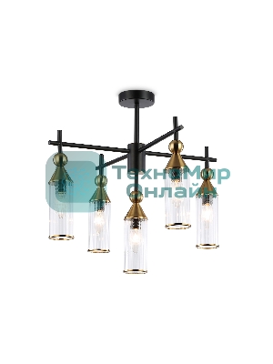 Люстра Ambrella light LH55256/5 BK/BS/CL черный/латунь/прозрачный E14*5 max 40W D520*520