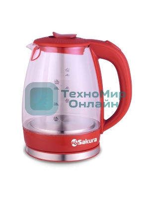 Чайник электрический Sakura SA-2717R 1.7 л, стекл подсв