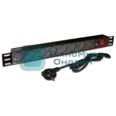 Блок распределения питания Lanmaster TWT-PDU19-10A8P-1.8 гор.размещ. 8xSchuko базовые 10A Schuko 1.8м