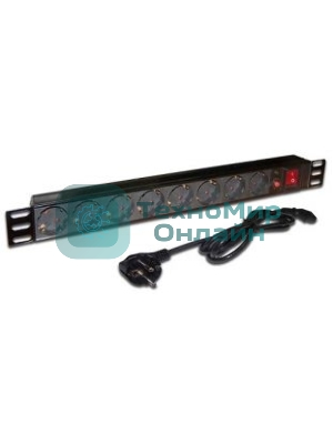 Блок распределения питания Lanmaster TWT-PDU19-10A8P-1.8 гор.размещ. 8xSchuko базовые 10A Schuko 1.8м