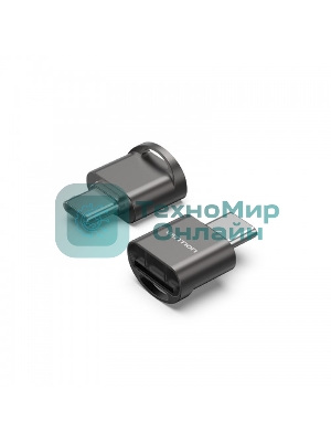 Кард-ридер Vention CLMH0/серый/OTG USB 2.0 CM/MicroSD/USB Type-C/металл