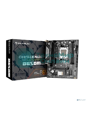 Материнская плата Maxsun MS-Challenger B650M WIFI V2, AM5, AMD B650, 2xDDR5, 3xSATA, 1xM.2 (PCIe 4.0 x4), 1xPCIe 4.0 x16, 1xPCIe 3.0 x1, 1xDP, 1xHDMI, 1x1Gb LAN, Wi-Fi 5, Bluetooth 4.2, 4xUSB-A 5Gbps, 2xUSB-A 2.0, 3x3.5 мм, 5.1, mATX