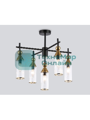 Люстра Ambrella light LH55256/5 BK/BS/CL черный/латунь/прозрачный E14*5 max 40W D520*520