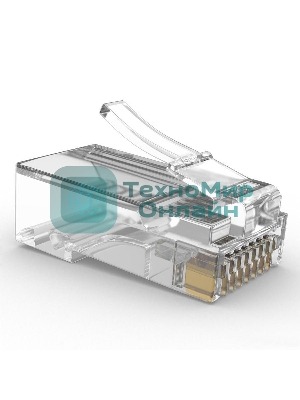 Вилка RJ-45 (8P8C) LC-PTU-01/100 универсальная. cat.5e. со сквозным отверстием(100 шт.)