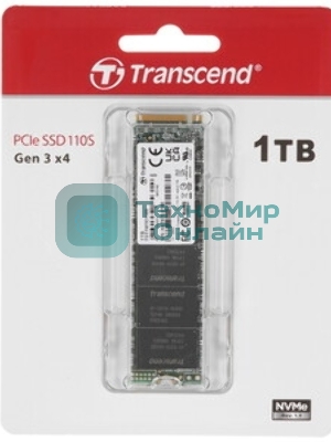 Накопитель SSD Transcend SSD MTE110S, 2048Gb, M.2(22x80мм), NVMe, PCIe 3.0 x4, 3D TLC, R/W 2500/1700Mb/s, IOPs 200 000/250 000, TBW 800, DWPD 0.2 (12 мес.)