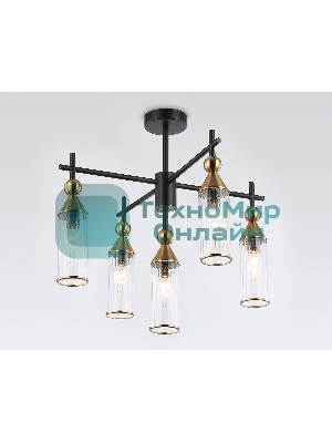 Люстра Ambrella light LH55256/5 BK/BS/CL черный/латунь/прозрачный E14*5 max 40W D520*520