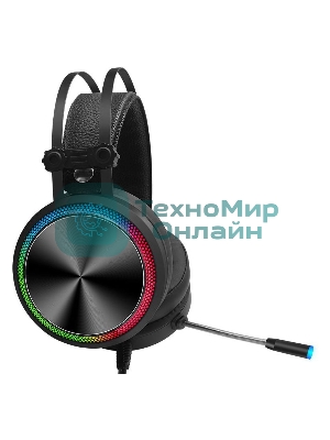 Гарнитура Oklick HS-L810G чёрный, проводная, USB, подсветка