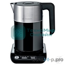 Чайник электрический Bosch TWK8613 1.5 л, 2400 Вт, черный/серебристый (корпус: нержавеющая сталь)
