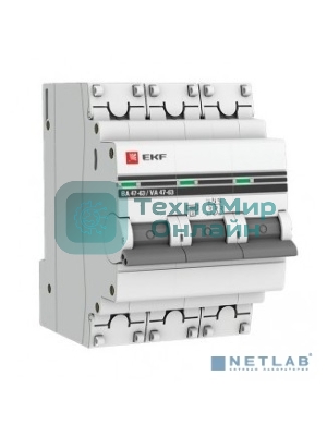 Выключатель автоматический EKF mcb4763-3-06C-pro 3P 6А (C) 4,5kA ВА 47-63 EKF PROxima