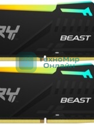 Оперативная память Kingston Fury Beast, DDR5, 32GB (1x32GB), 5200MHz, CL40, DIMM, радиатор, черный