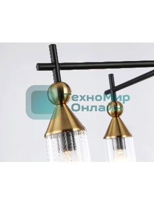 Люстра Ambrella light LH55256/5 BK/BS/CL черный/латунь/прозрачный E14*5 max 40W D520*520