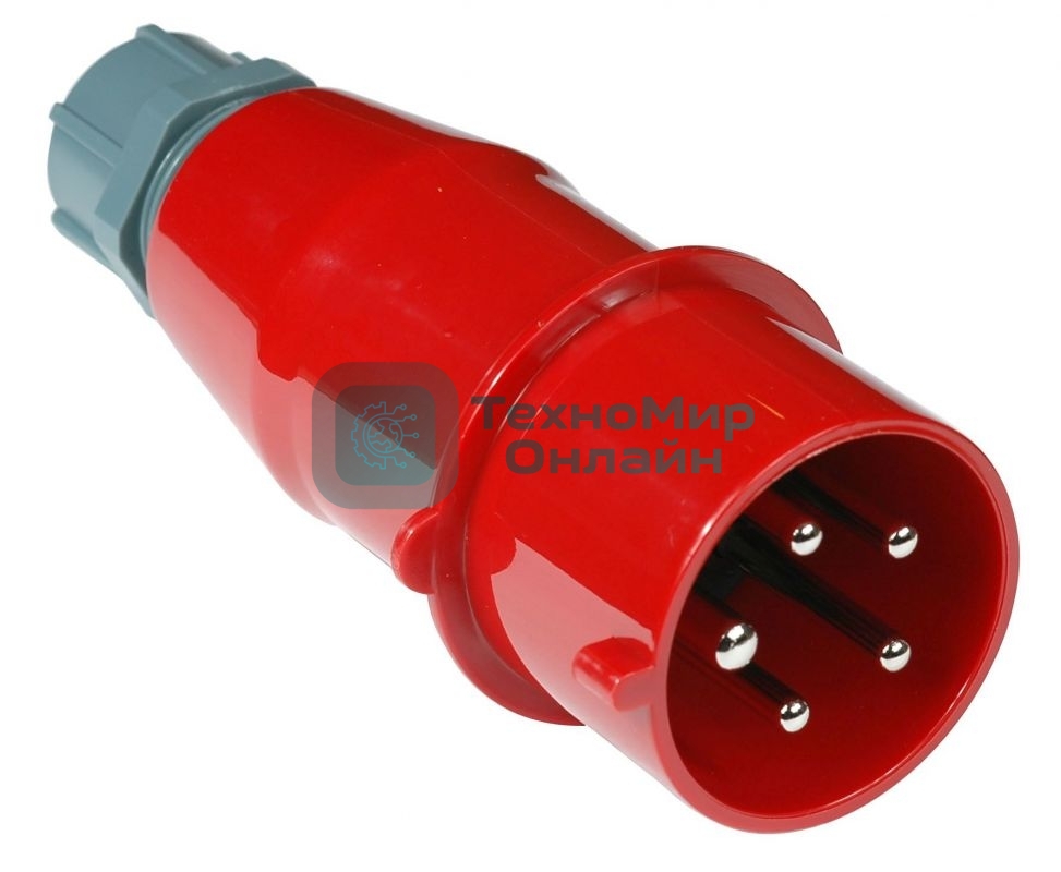 Вилка Lanmaster LAN-IEC-309-32A3P/M трехфазная папа 32A 380V разборная красная