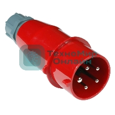 Вилка Lanmaster LAN-IEC-309-32A3P/M трехфазная папа 32A 380V разборная красная