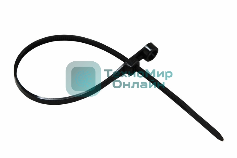 Хомут-стяжкa нейлоновая под винт Rexant 200x4,3 мм, черная, упаковка 100 шт.