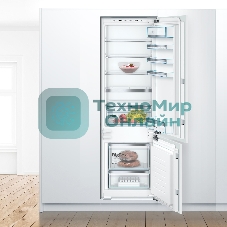 Холодильник Bosch KIS87AFE0 Встраиваемый двухкамерный 177.2х54.1х54.5 см, 272 (211+64) л, LED Освещение, зона свежести Hydrofresh, BigBox в морозилке