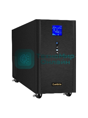 Источник бесперебойного питания (инвертор, синус, для котла) ExeGate SineTower SN-5000.LCD.AVR.2SH.1C13.T.RJ.USB 5000VA/4000W, чистая синусоида, LCD дисплей, AVR, 2*Schuko+1*C13+1*ternimal, RJ45/11, USB, линейно-интерактивный, черный