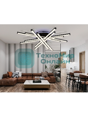 Потолочный светодиодный светильник Ambrella light FL6276 BK 119W черный 3000K-6400K+RGB 800*800*165 (ПДУ ИК)